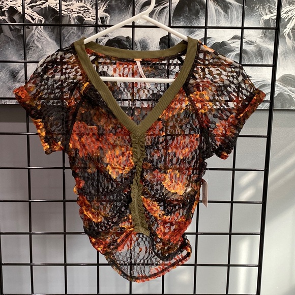 Free People Sheer Floral Crop Top - Picture 2 of 5